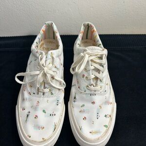 Keds Riffle paper co White Canvas Sneakers with Floral Pattern Sz 9